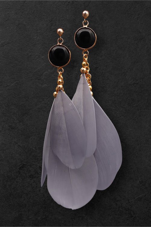 Kõrvarõngad sulgede ja ahhaadiga