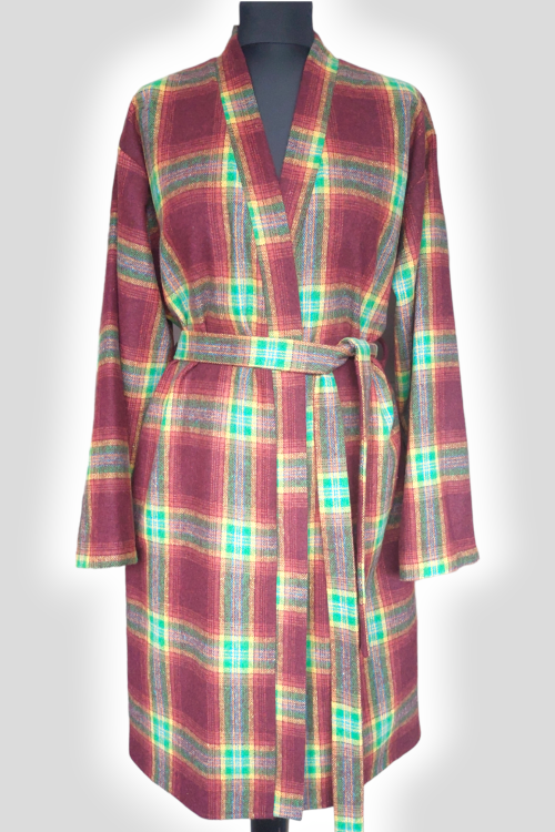 Pruuni ja rohelisega ruuduline kimono